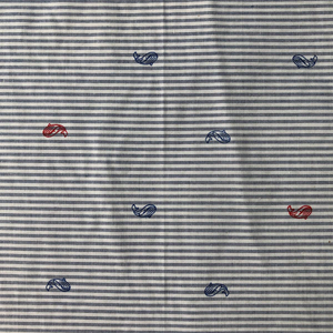 High quality Eco-friendly Printed Cotton Chambray Fabric for mens shirts 100 cotton printed over yarn dyed stripe woven shirts fabric