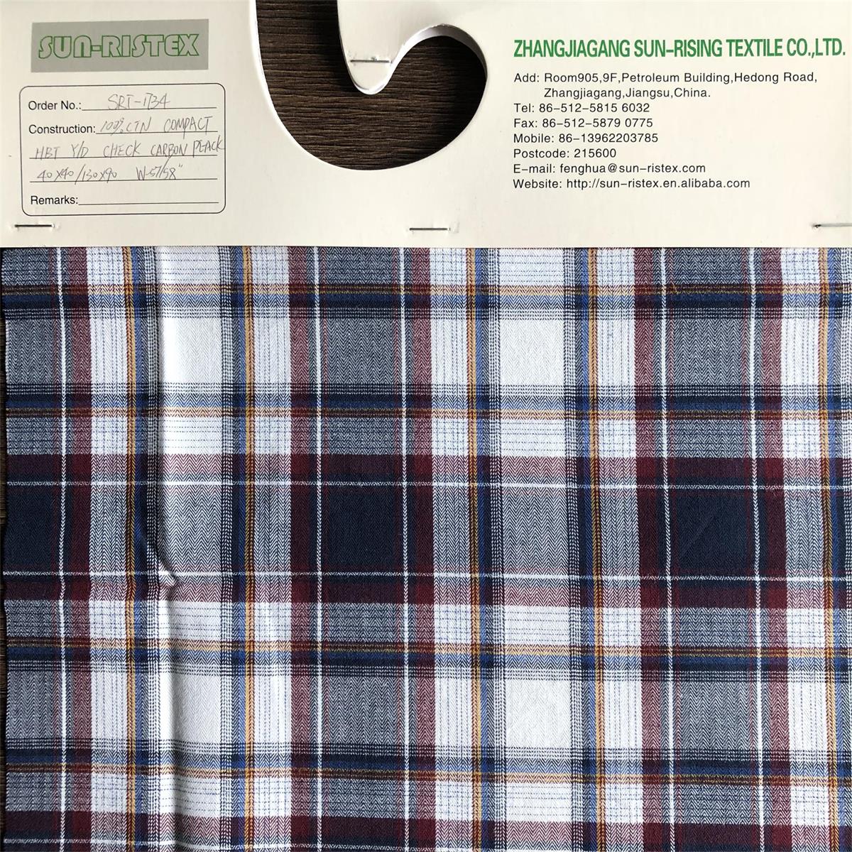 Yarn Dyed Fabric by compact yarn 100% cotton yarn dyed herringbone check carbon peached shirts woven fabric for men's shirts